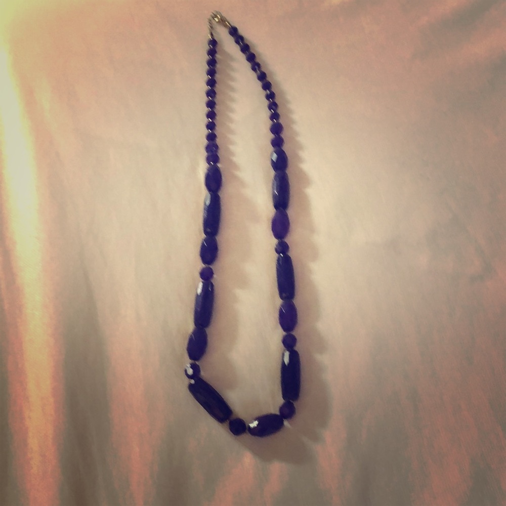 Long purple beaded necklace